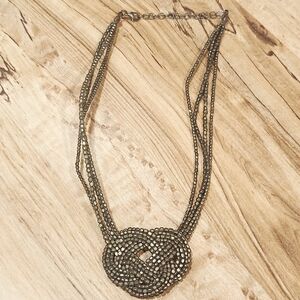 Elegant Bronze Micro Beaded Knot Necklace